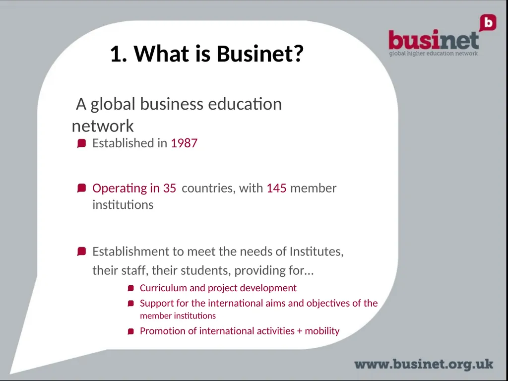 BUSINET Introducing the network Presentation - slide 3 of 9