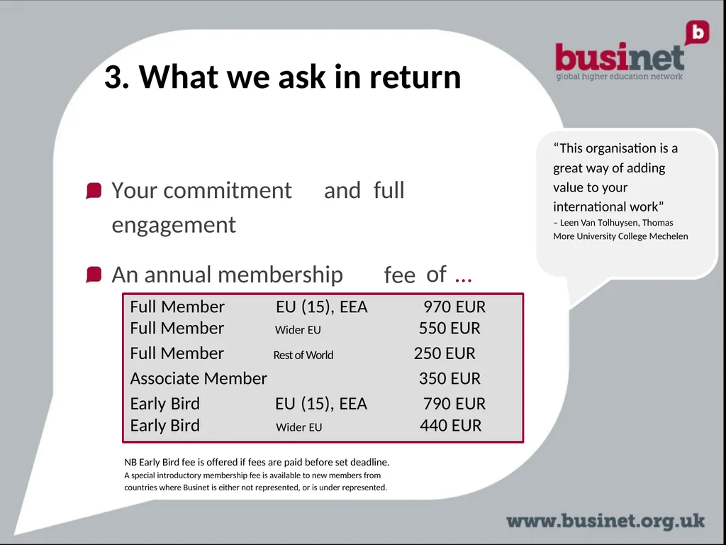 BUSINET Introducing the network Presentation - slide 8 of 9