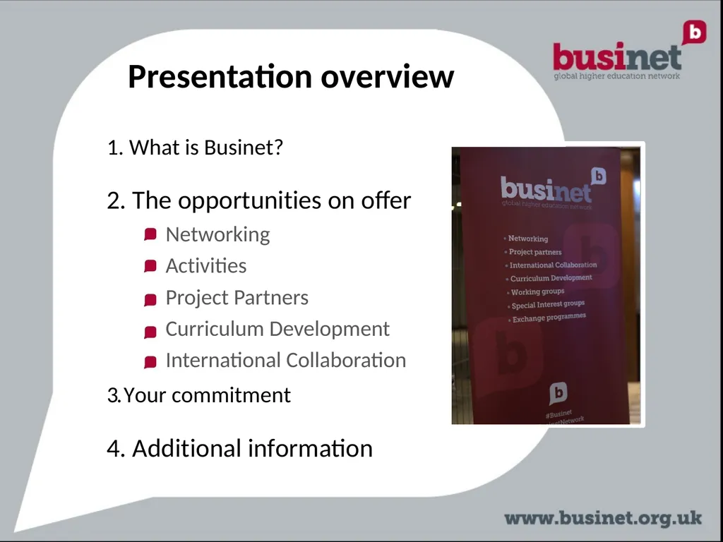 BUSINET Introducing the network Presentation - slide 2 of 9