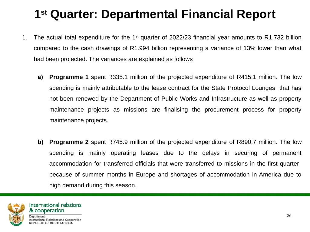 2022/2023 Q1 & Q2 Quarterly Reports to the - slide 86 of 92