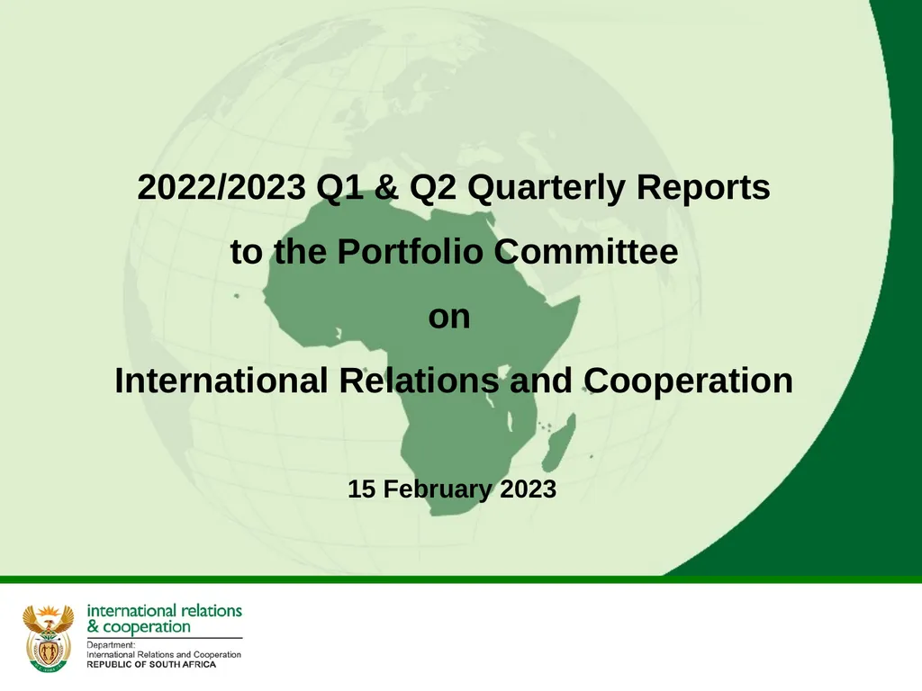 2022/2023 Q1 & Q2 Quarterly Reports to the - slide 1 of 92