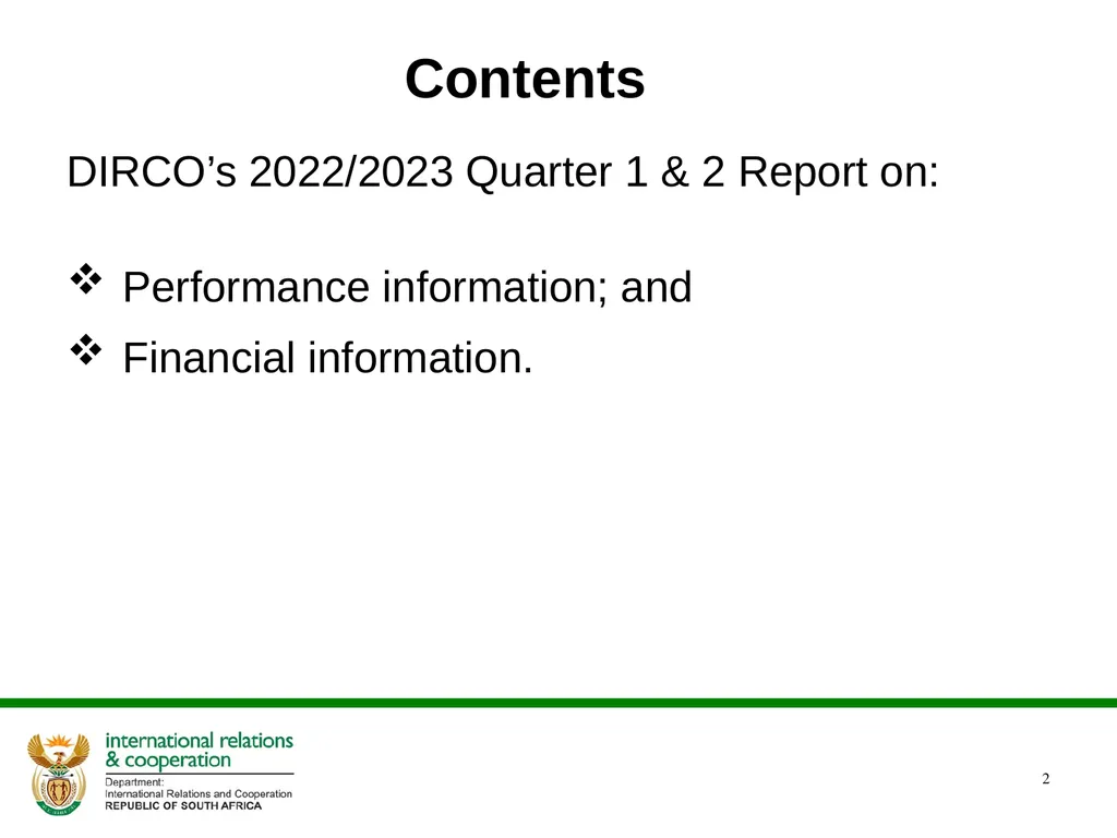 2022/2023 Q1 & Q2 Quarterly Reports to the - slide 2 of 92