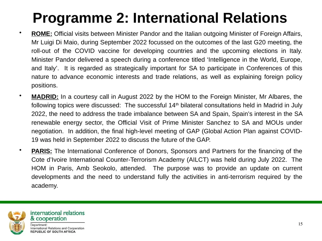 2022/2023 Q1 & Q2 Quarterly Reports to the - slide 15 of 92