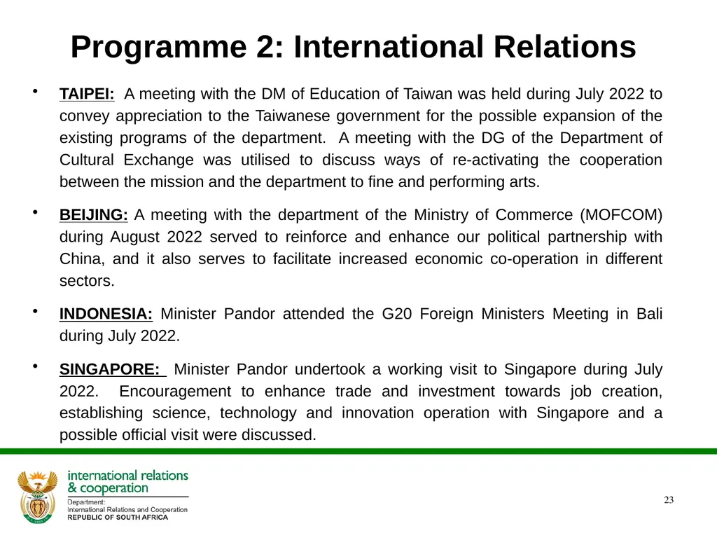 2022/2023 Q1 & Q2 Quarterly Reports to the - slide 23 of 92
