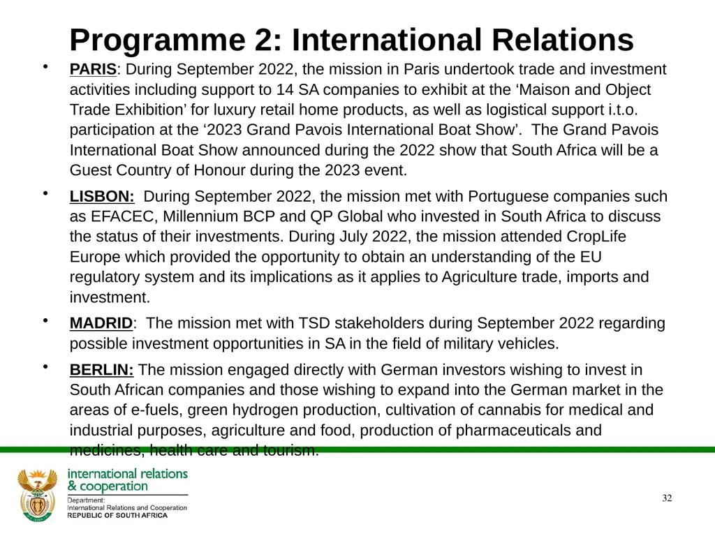2022/2023 Q1 & Q2 Quarterly Reports to the - slide 32 of 92