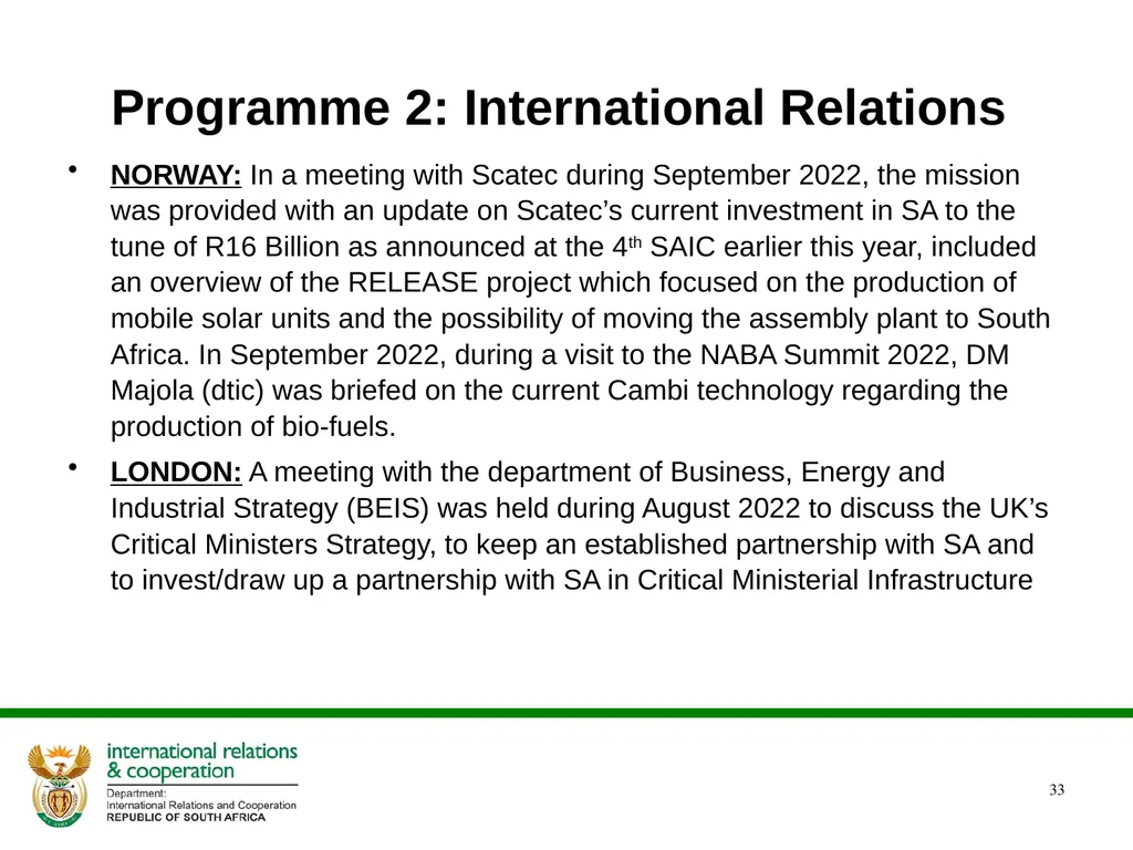 2022/2023 Q1 & Q2 Quarterly Reports to the - slide 33 of 92