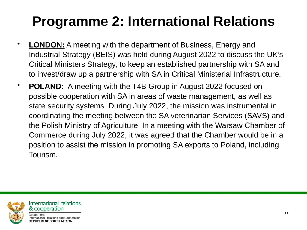 2022/2023 Q1 & Q2 Quarterly Reports to the - slide 35 of 92