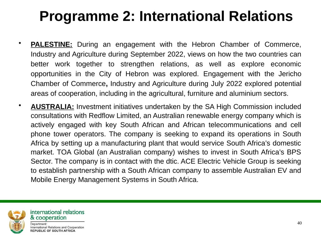 2022/2023 Q1 & Q2 Quarterly Reports to the - slide 40 of 92