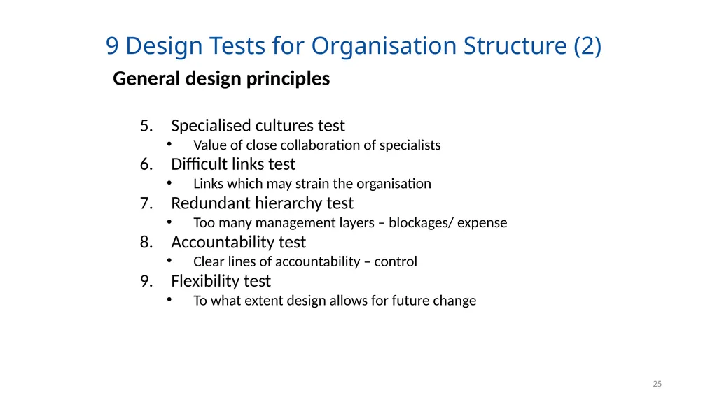 Organising for Success 1 Organising for Success – - slide 25 of 57