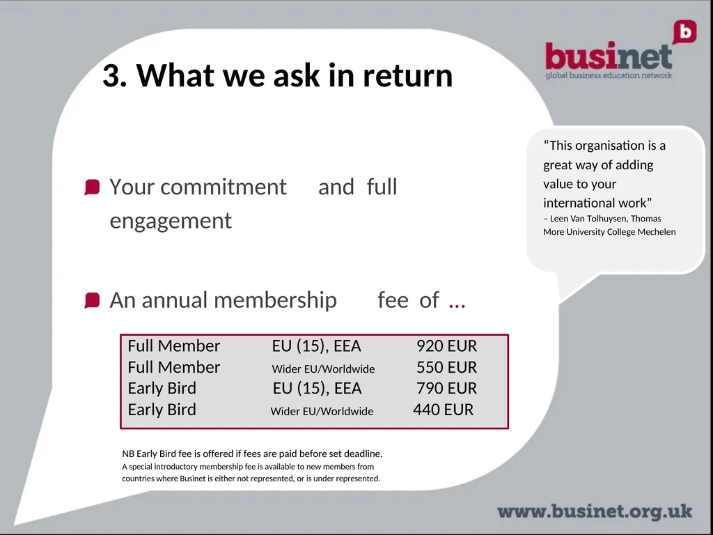 BUSINET Introducing the network Presentation - slide 8 of 9
