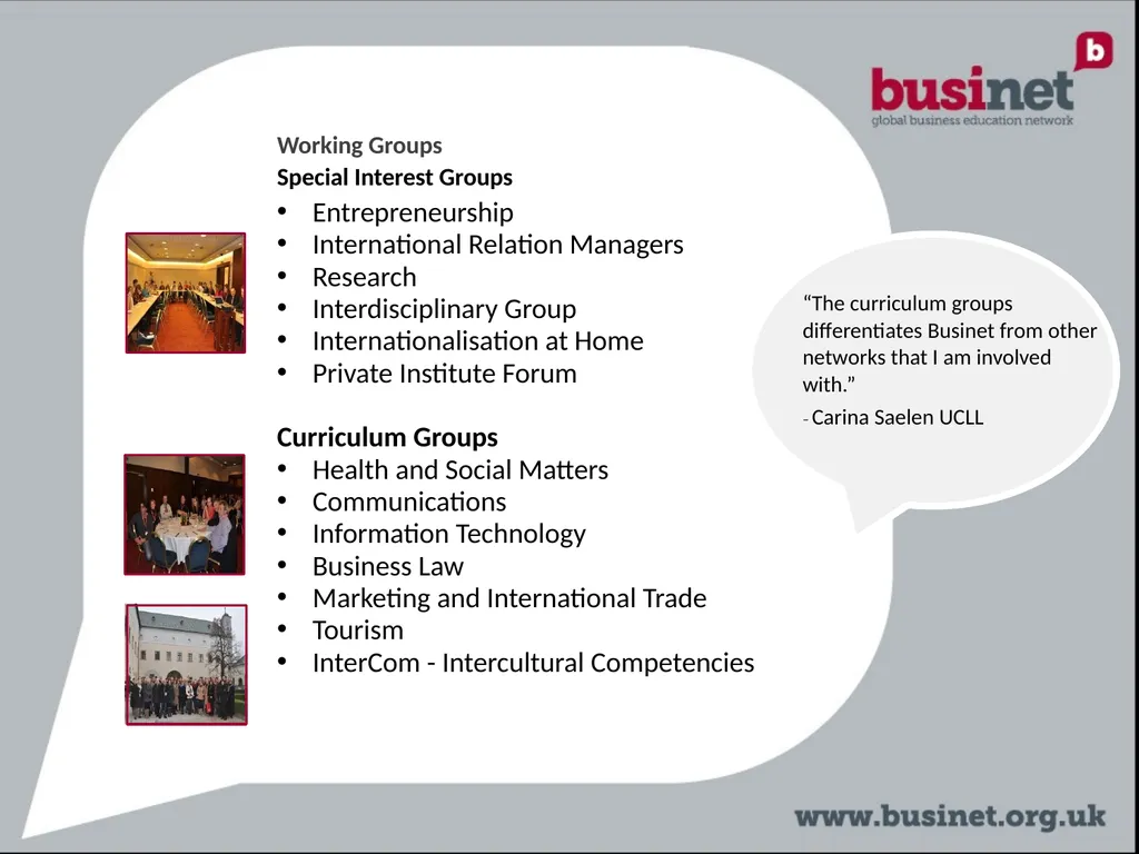 BUSINET Introducing the network Presentation - slide 7 of 9
