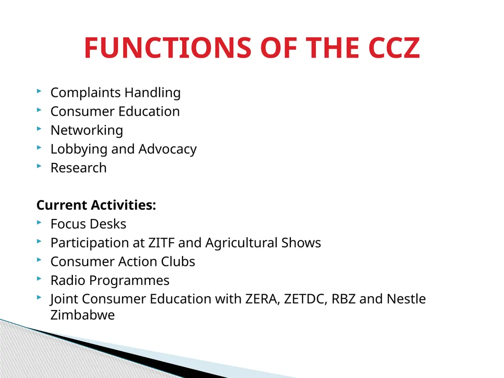 CONSUMER PROTECTION IN ZIMBABWE Presentation by - slide 14 of 19
