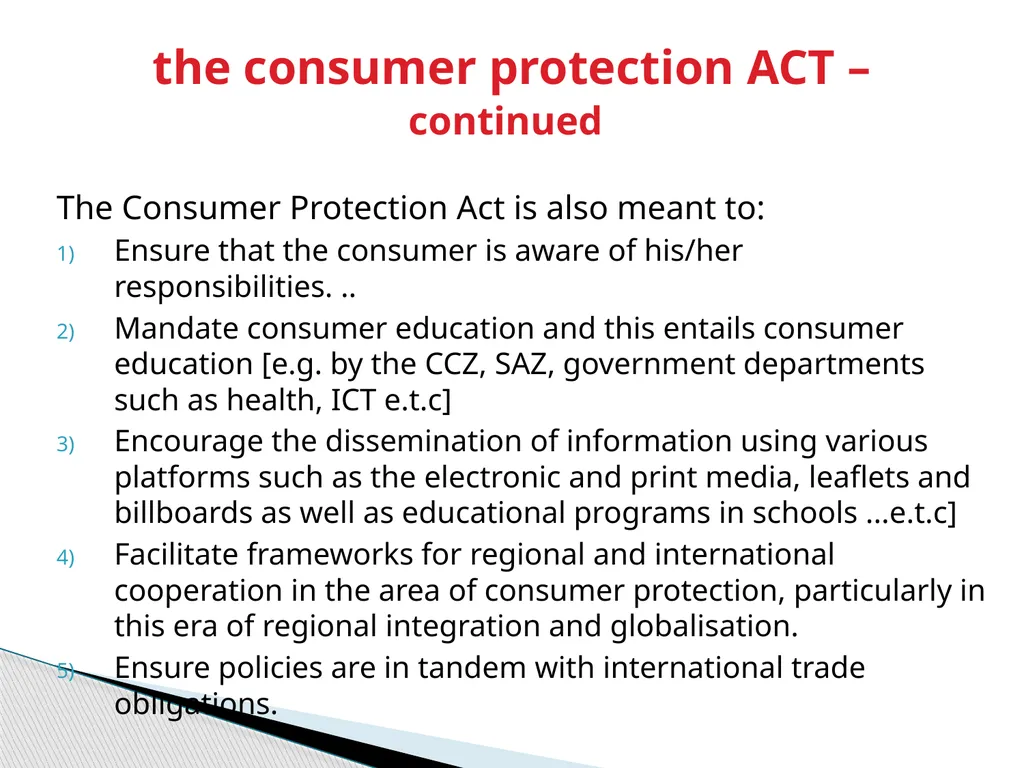 CONSUMER PROTECTION IN ZIMBABWE Presentation by - slide 18 of 19
