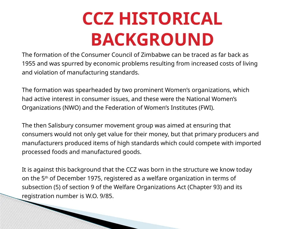 CONSUMER PROTECTION IN ZIMBABWE Presentation by - slide 2 of 19