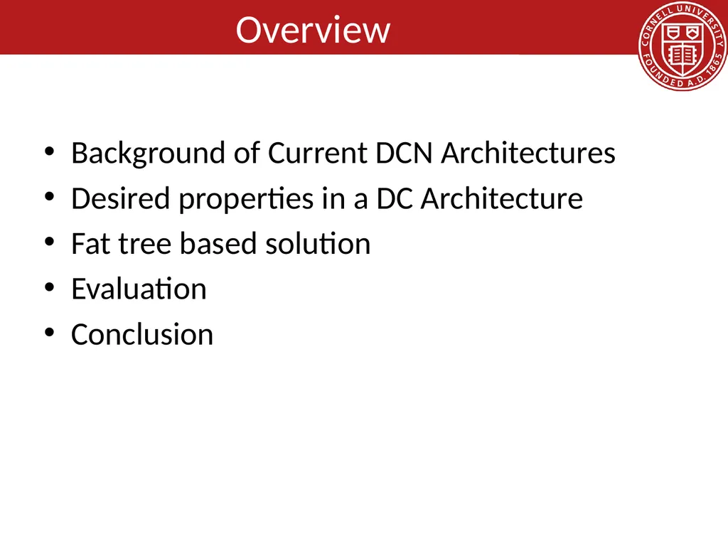 Data Center Network Topologies: FatTree Hakim - slide 3 of 29
