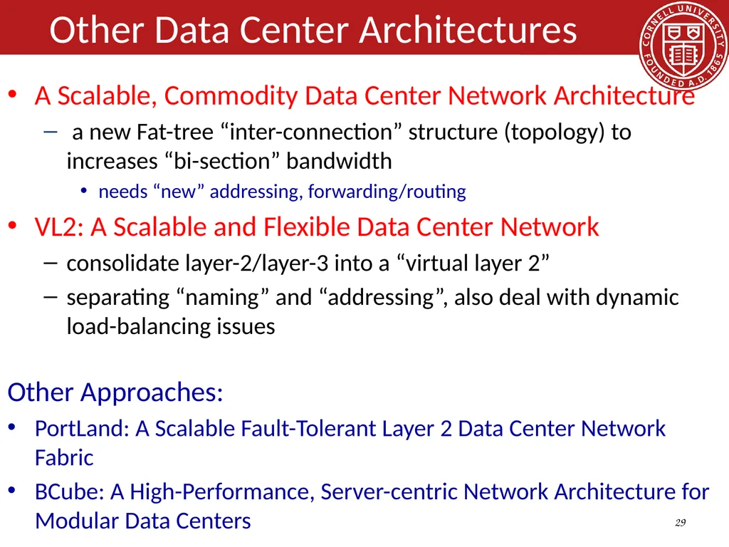 Data Center Network Topologies: FatTree Hakim - slide 28 of 29