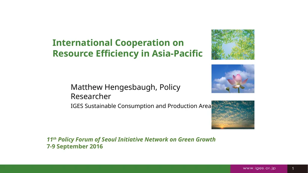 International Cooperation on Resource Efficiency