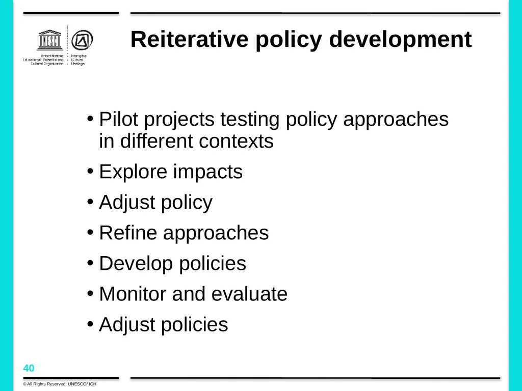 Policy development in the framework of the 2003 - slide 40 of 42