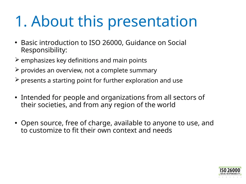 ISO 26000 Basic training material Published by ISO - slide 3 of 59