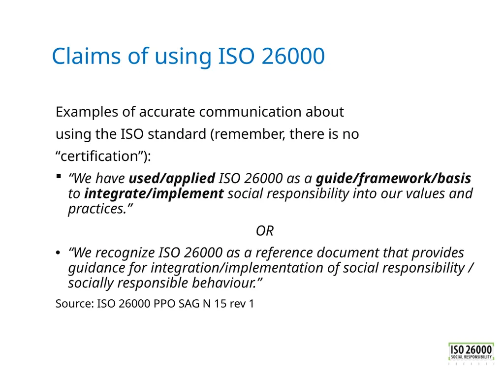 ISO 26000 Basic training material Published by ISO - slide 52 of 59