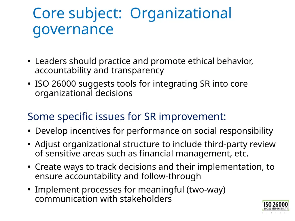 ISO 26000 Basic training material Published by ISO - slide 27 of 59