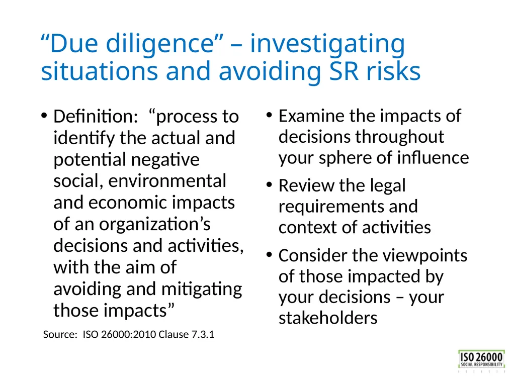 ISO 26000 Basic training material Published by ISO - slide 47 of 59