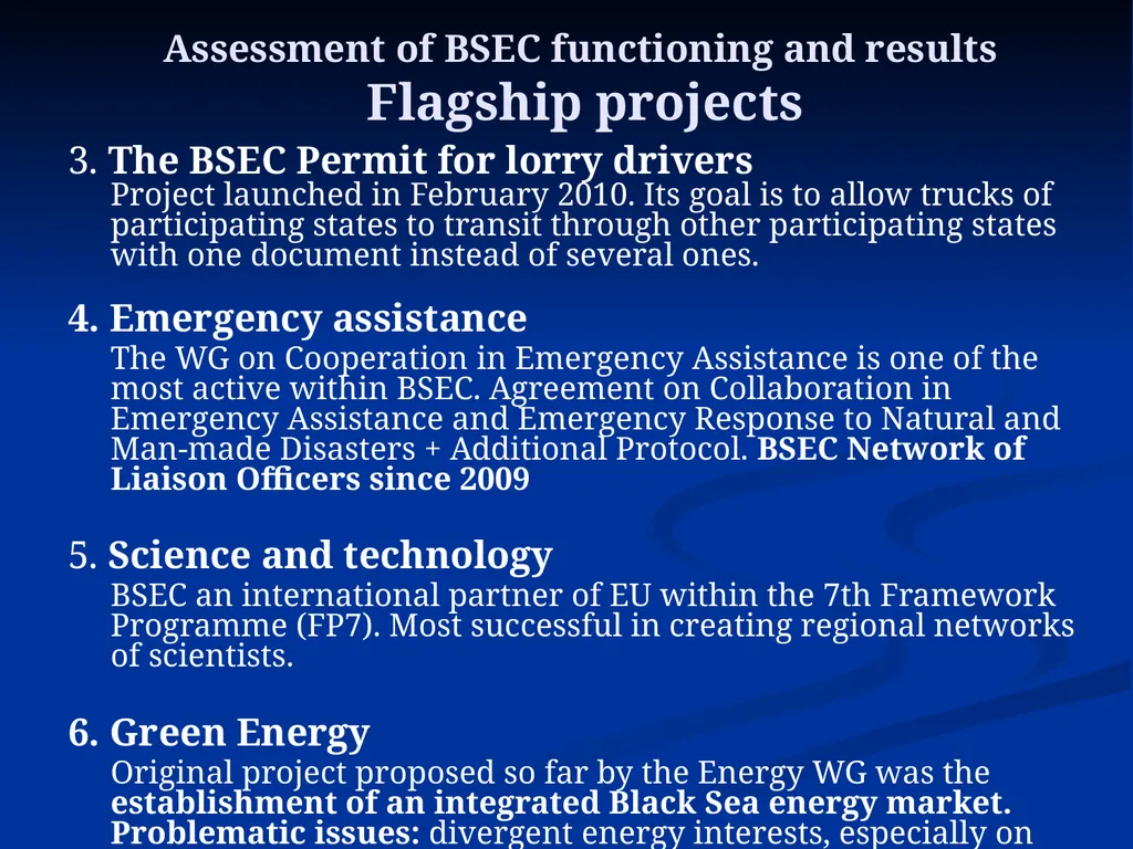 The Black Sea Economic Cooperation (BSEC): 20 - slide 20 of 29
