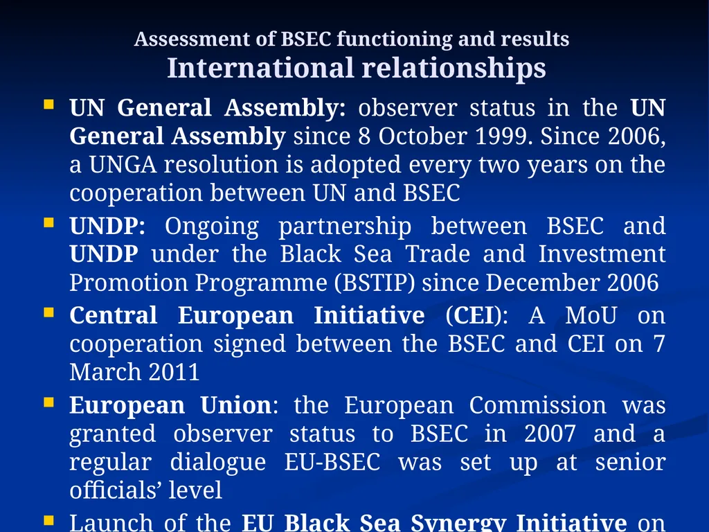 The Black Sea Economic Cooperation (BSEC): 20 - slide 21 of 29
