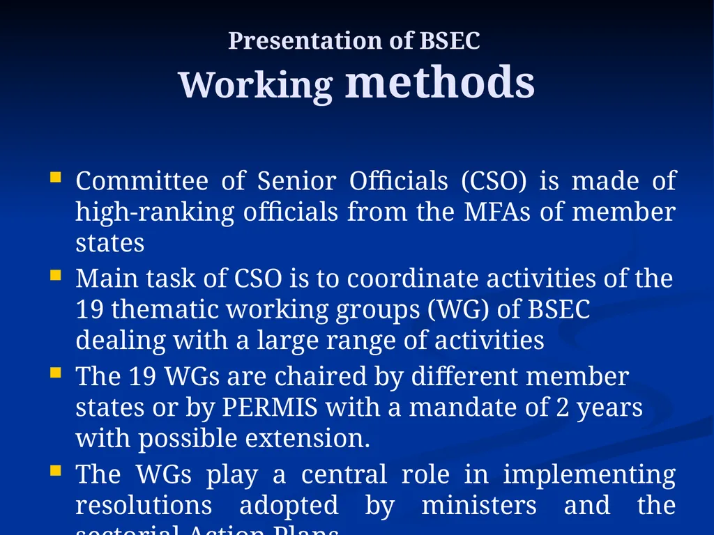 The Black Sea Economic Cooperation (BSEC): 20 - slide 14 of 29