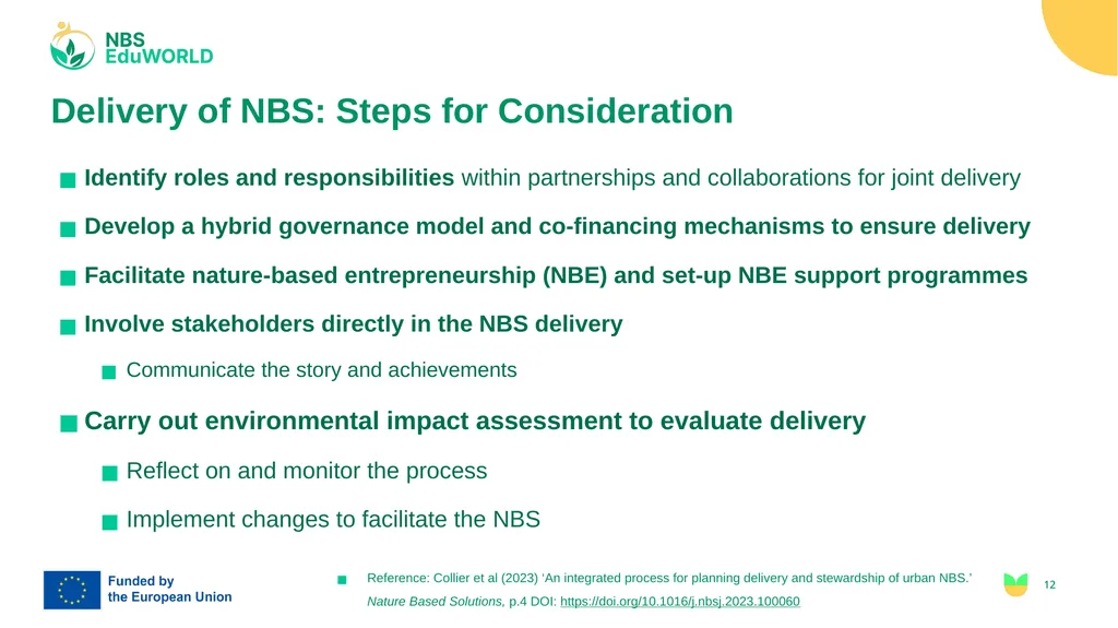 Steps to NBS Workshop II - Delivery with - slide 12 of 15