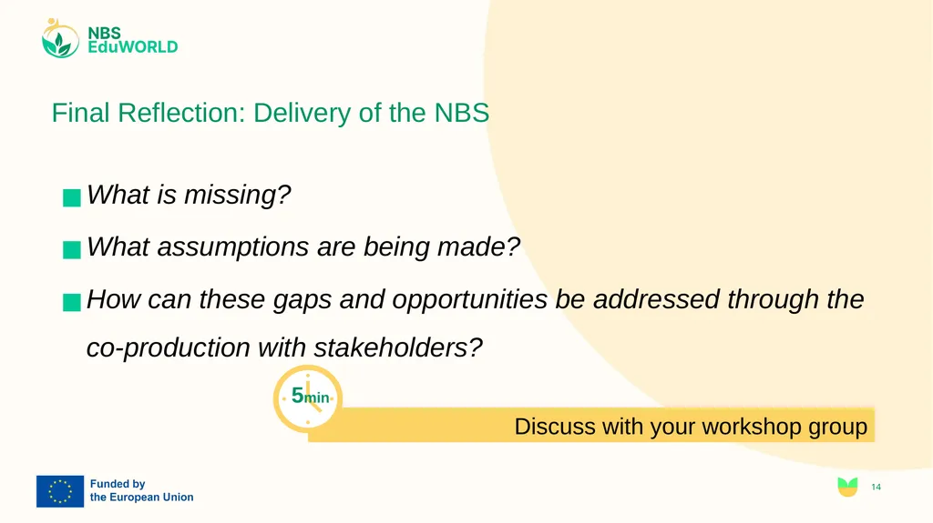 Steps to NBS Workshop II - Delivery with - slide 14 of 15
