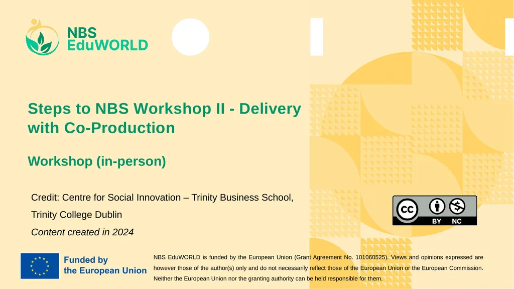 Steps to NBS Workshop II - Delivery with - slide 1 of 15