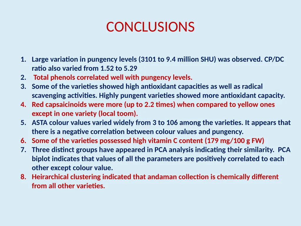 Genotypic variability in colour, pungency and - slide 30 of 31