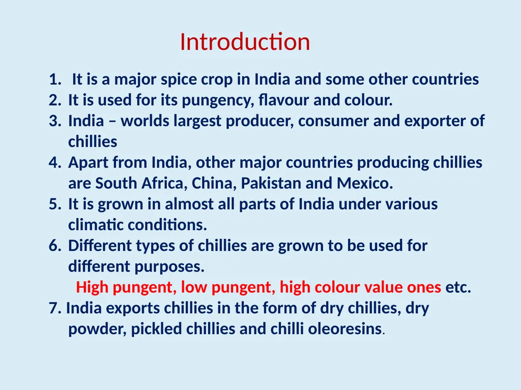 Genotypic variability in colour, pungency and - slide 2 of 31