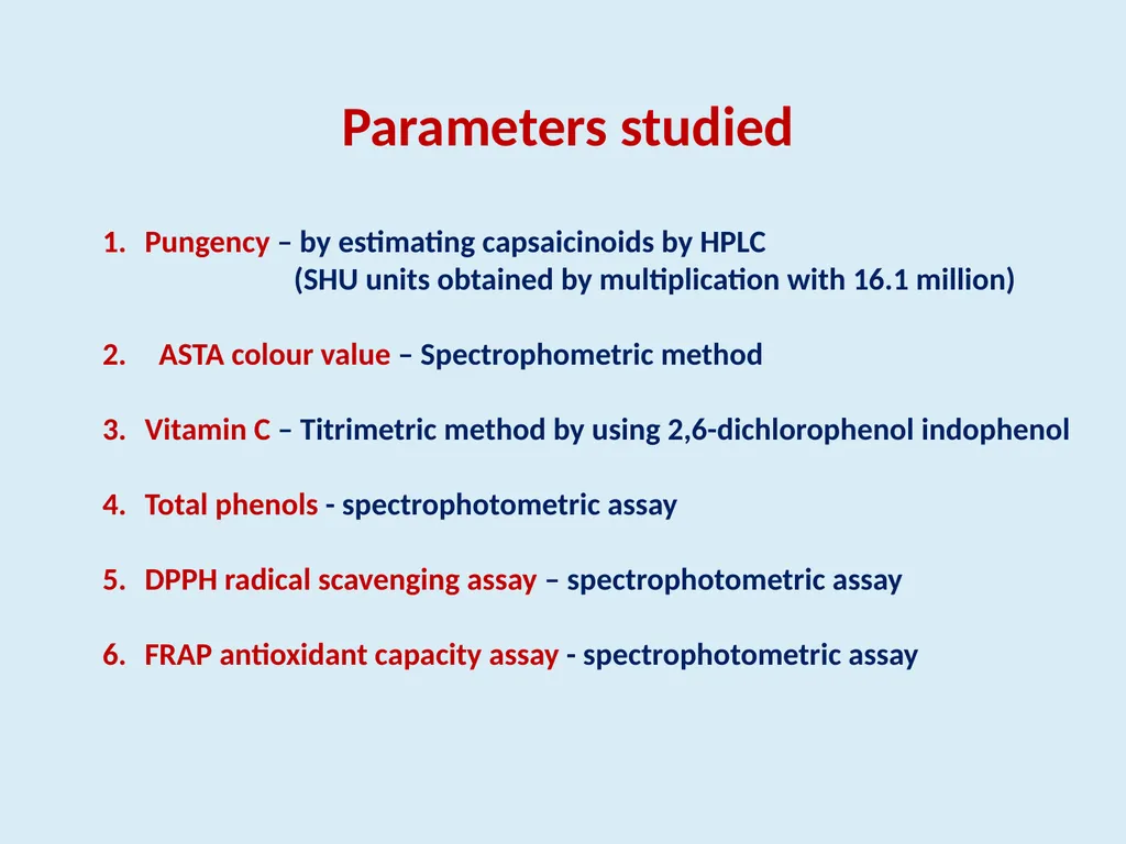 Genotypic variability in colour, pungency and - slide 9 of 31
