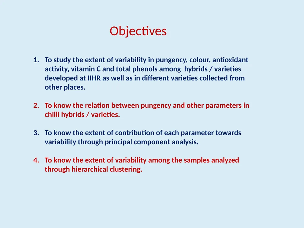 Genotypic variability in colour, pungency and - slide 7 of 31