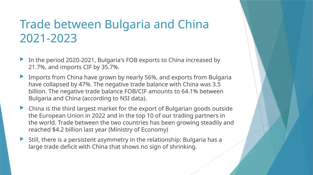 Trade relations between Bulgaria and China - slide 5 of 10