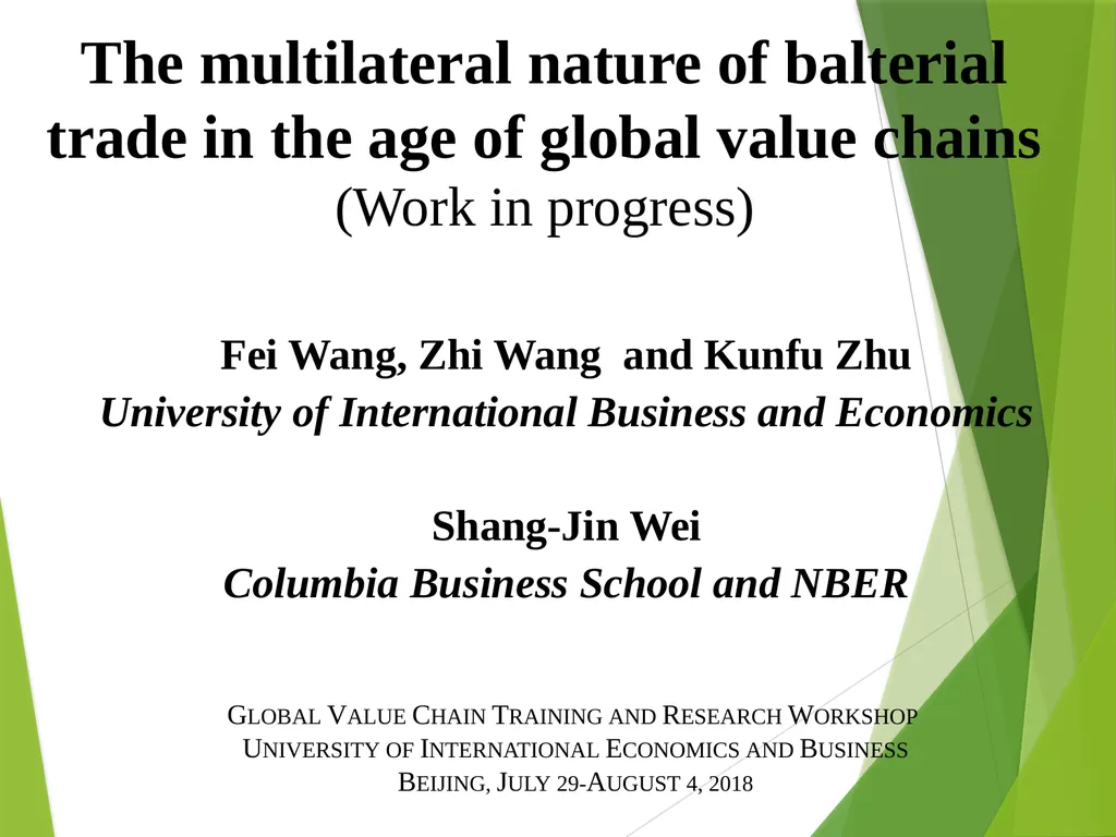The multilateral nature of balterial trade in the