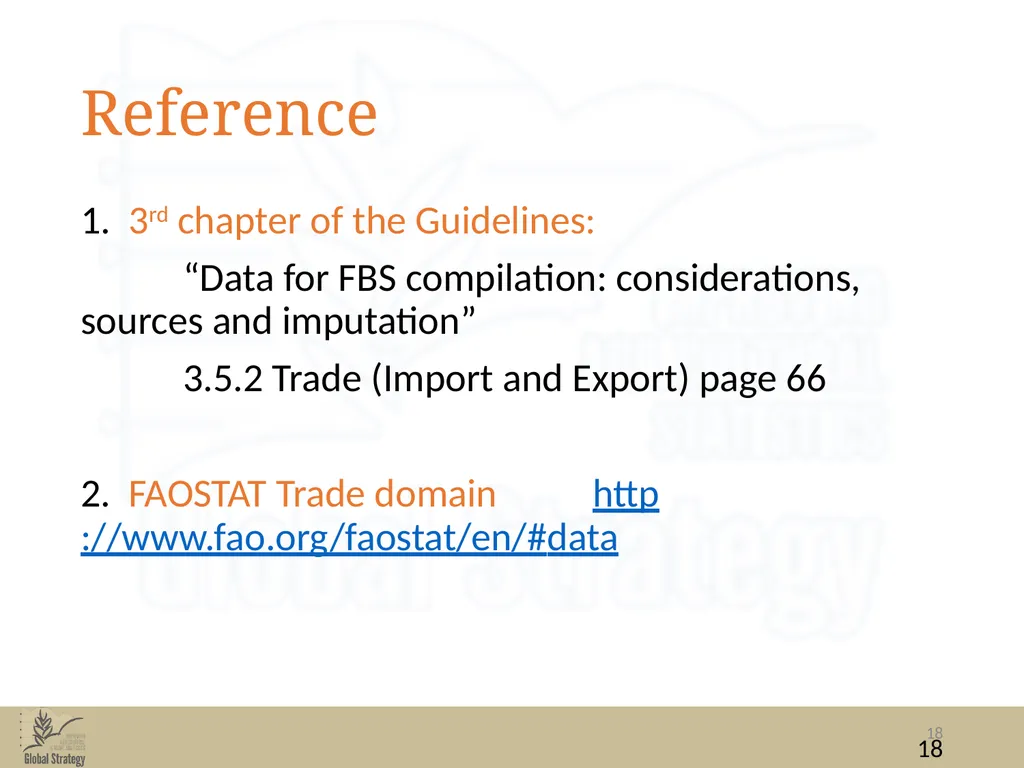 Food Balance Sheets Trade: import and export - slide 18 of 19