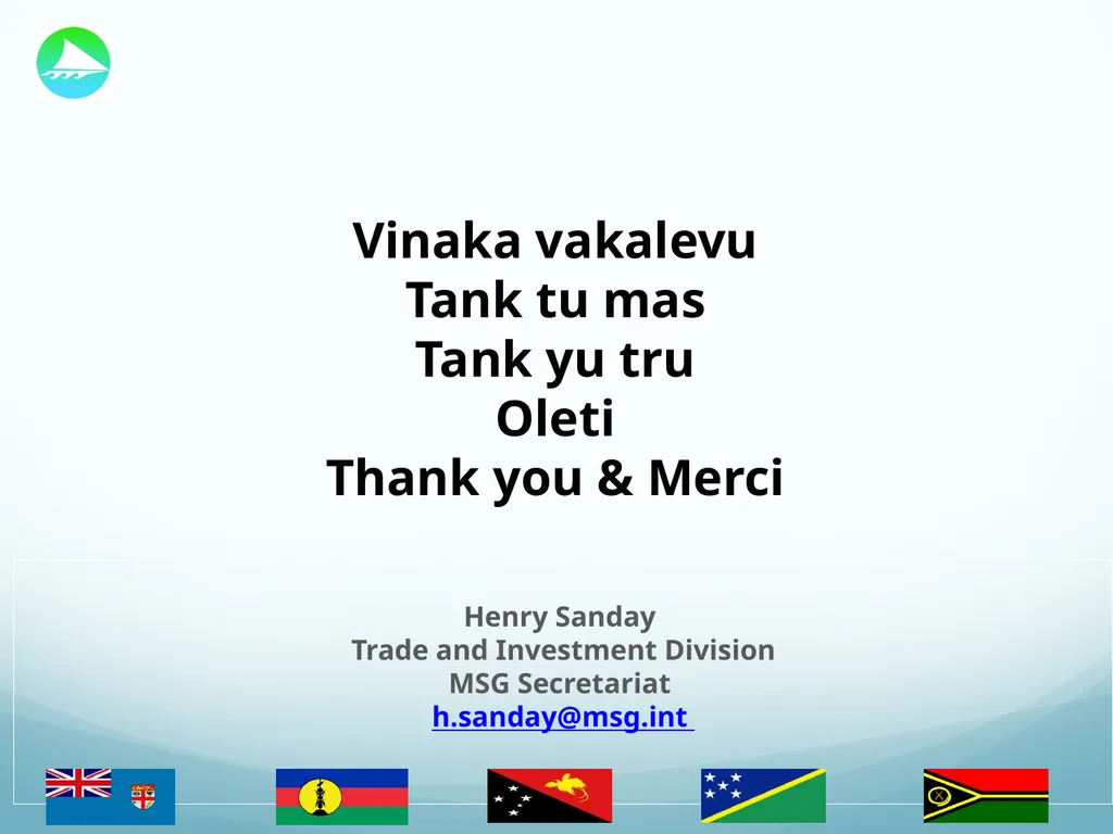 The Melanesian Spearhead Group (MSG) Trade - slide 17 of 17