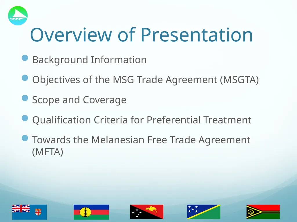 The Melanesian Spearhead Group (MSG) Trade - slide 2 of 17