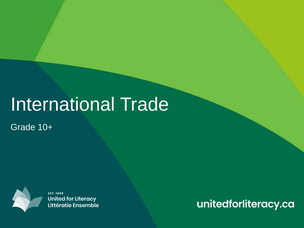 International Trade Grade 10+ A Special Note for - slide 1 of 15