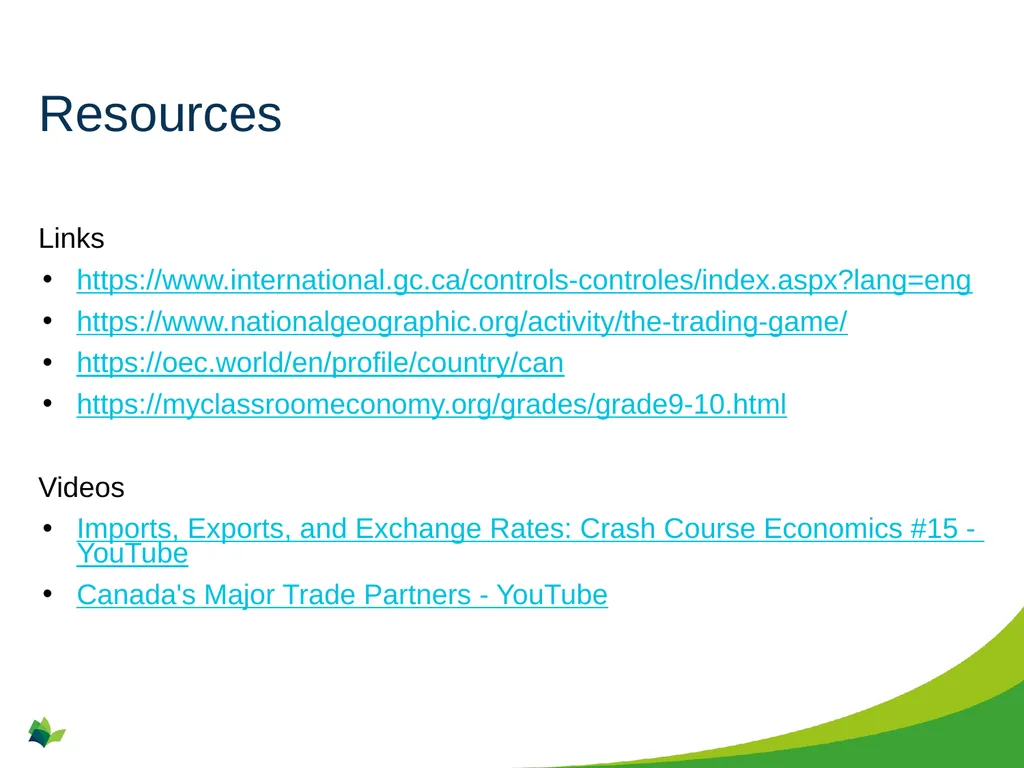 International Trade Grade 10+ A Special Note for - slide 13 of 15