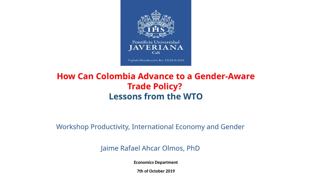How Can Colombia Advance to a Gender-Aware Trade