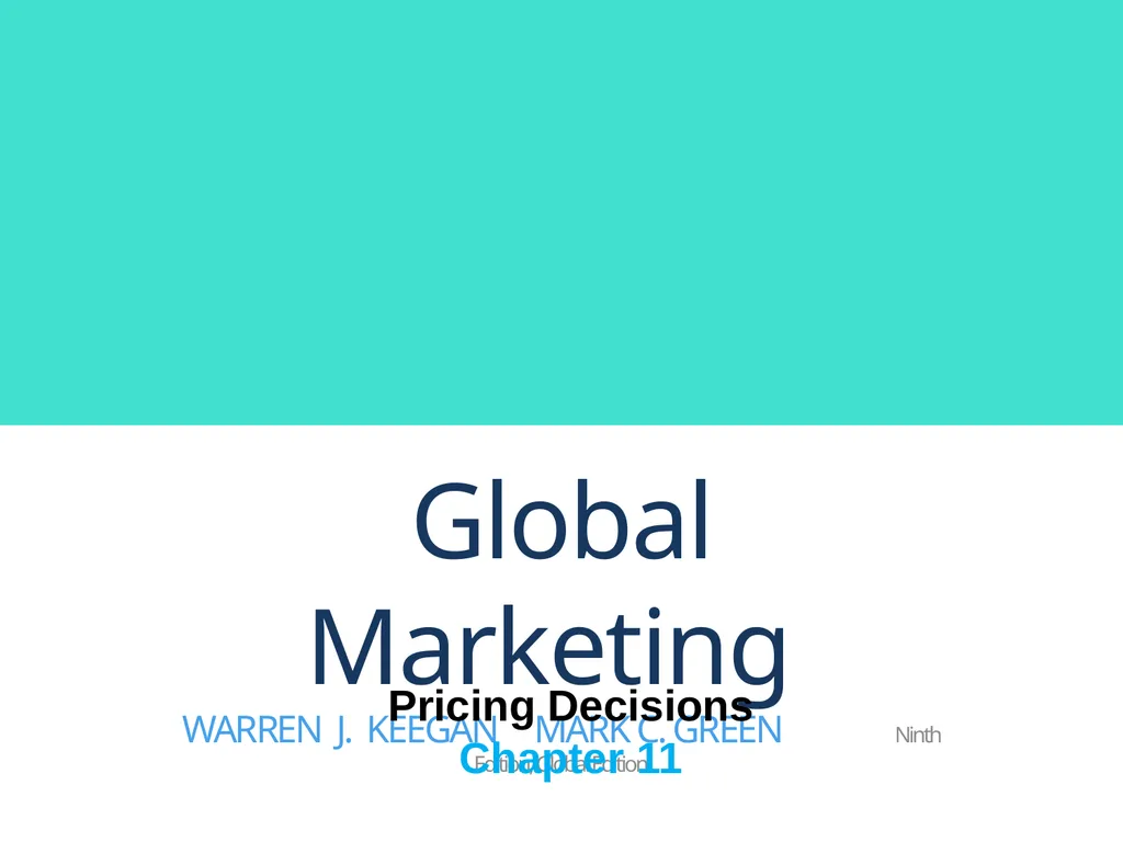 Pricing Decisions Chapter 11 Learning Objectives