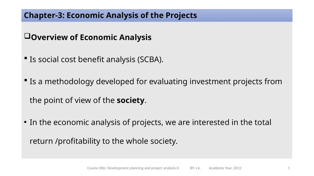 Chapter-3: Economic Analysis of the Projects