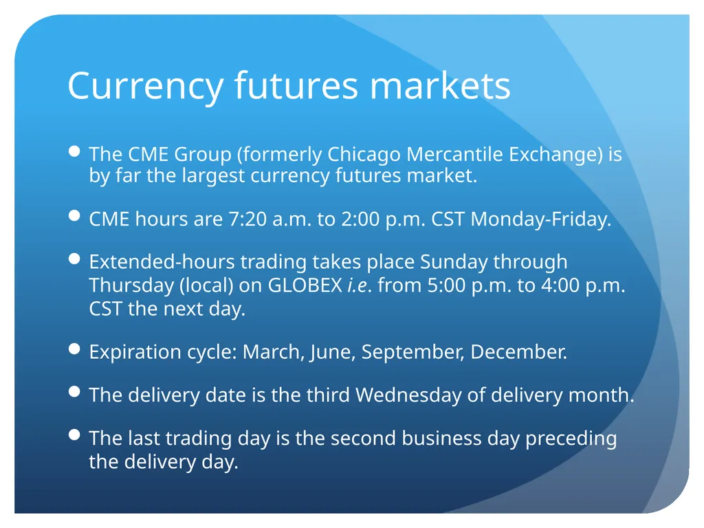 Derivatives and swaps on FX Sections Futures - slide 8 of 47