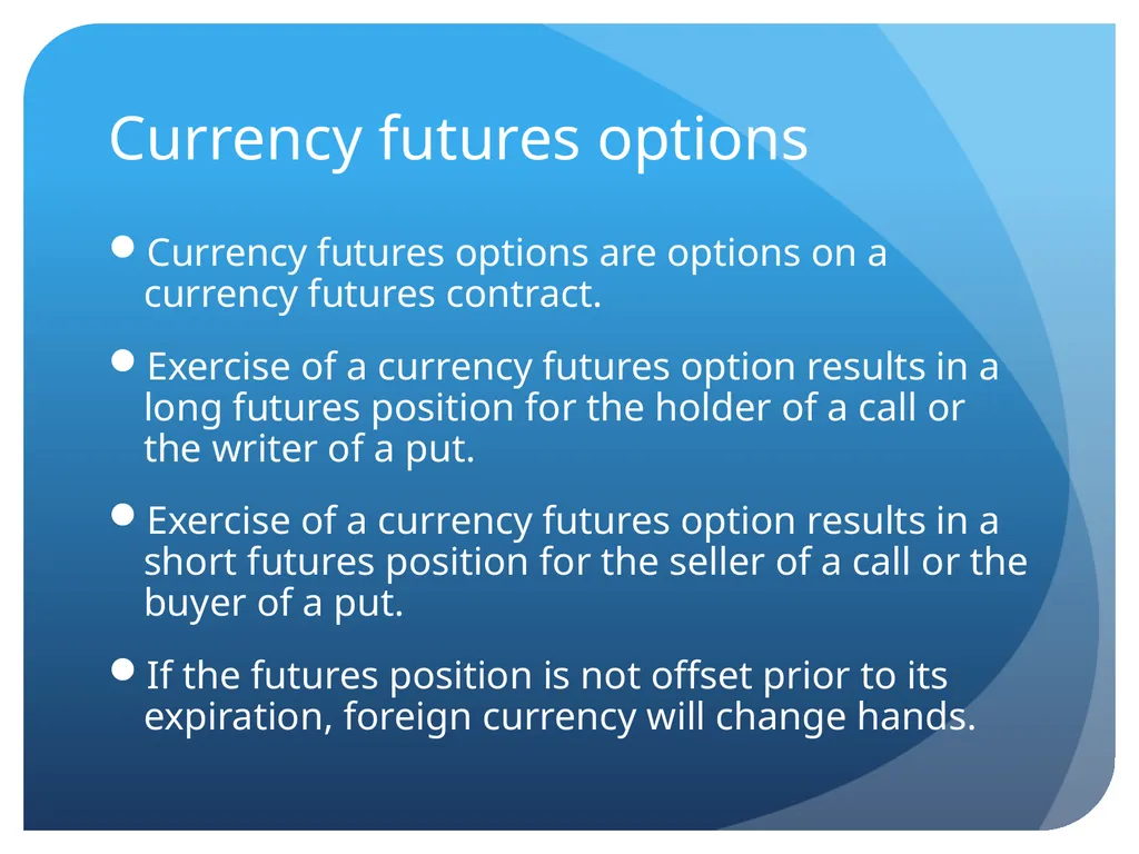 Derivatives and swaps on FX Sections Futures - slide 27 of 47