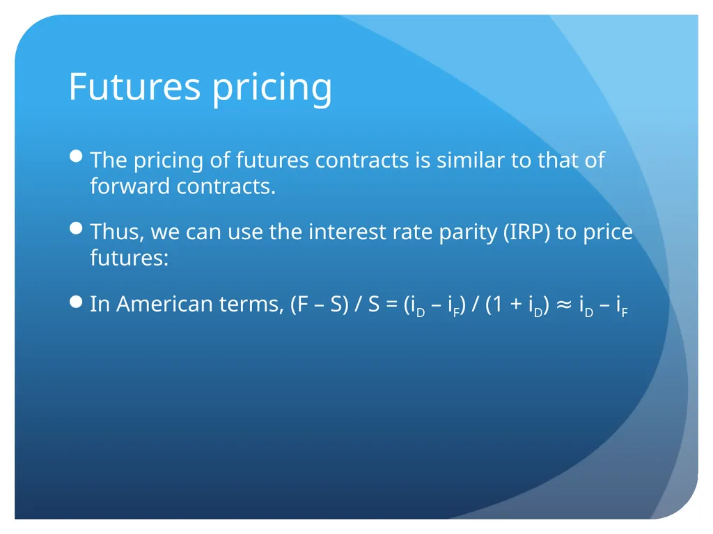 Derivatives and swaps on FX Sections Futures - slide 14 of 47