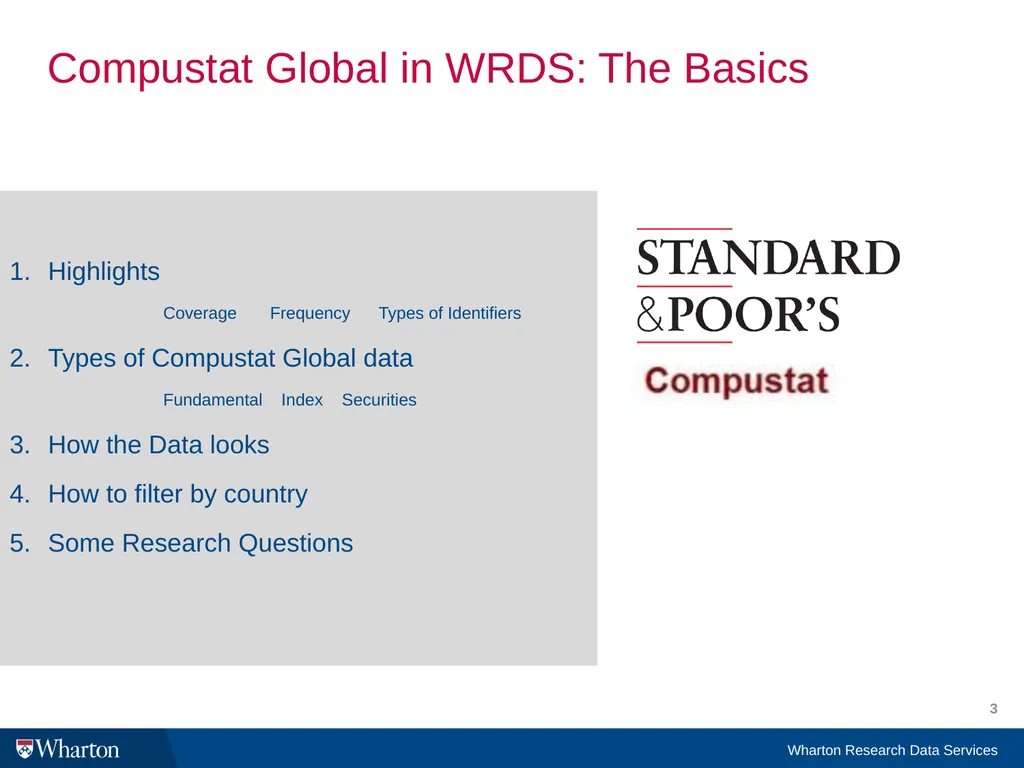 Compustat Global in WRDS: The Basics I. What is - slide 3 of 27